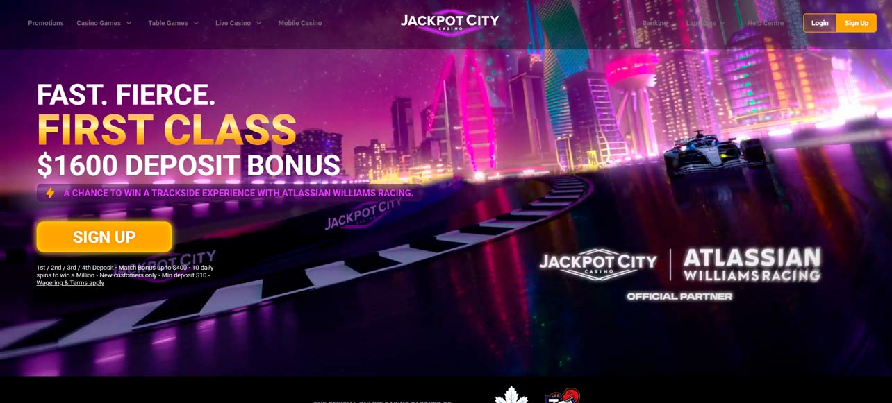 Jackpot City casino sign-up screen